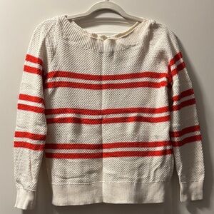Banana Republic Cream and Burnt Orange Striped Women's Knit Sweater
